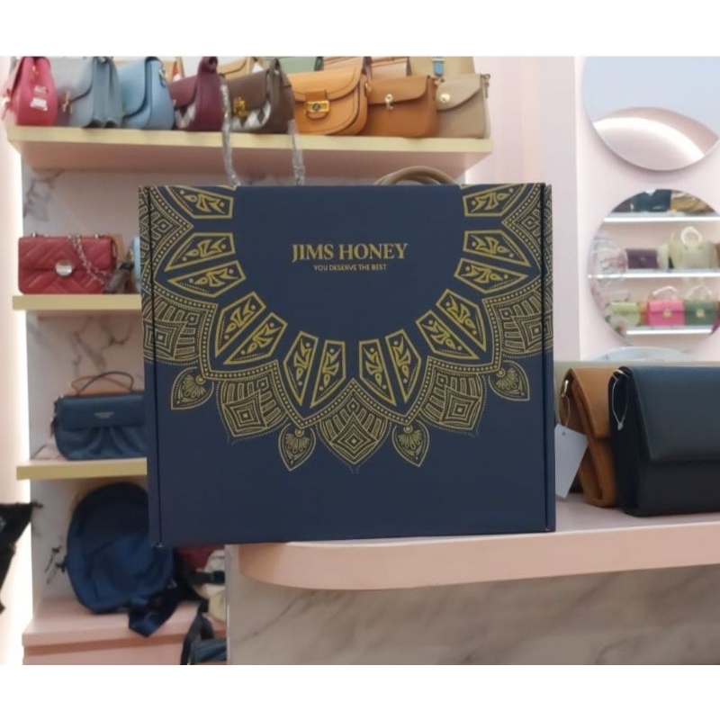Nimira_Amira Jims Honey Box Lipat Kardus Hampers Pink / Hijau / Ramadhan Packing Extra Aman Gift Box