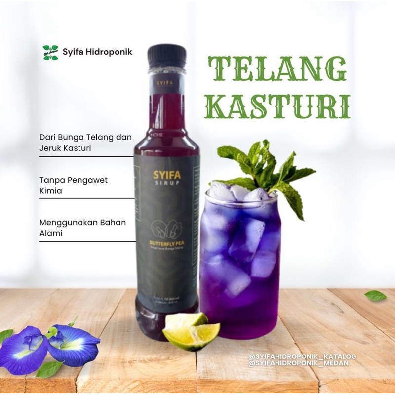 

Syifa Sirup - Sirup Telang Kesturi (KIETNA / Kalamansi / sonkit / sengkit / Lemon Cui)