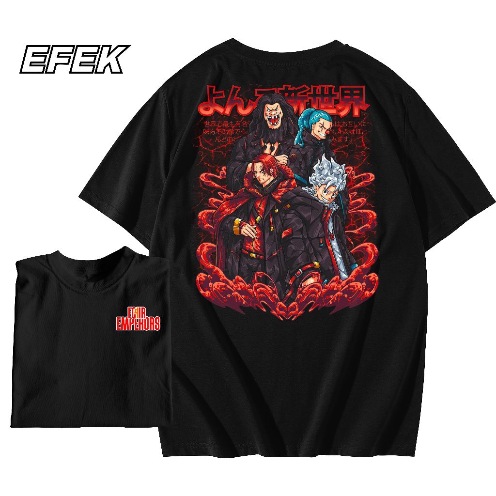 Kaos Anime Four Emperor 4 Kaisar Yonko New Era 004 One Piece New Series Cotton Combed 30s / Tshirt M