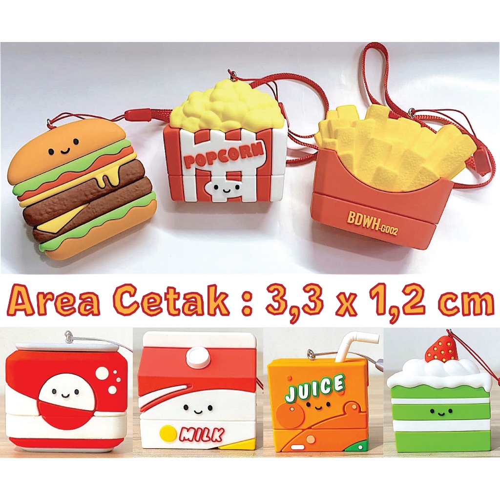 

Stamp / custom stamp / Stempel Fast Food burger french fries pop corn dengan Tali