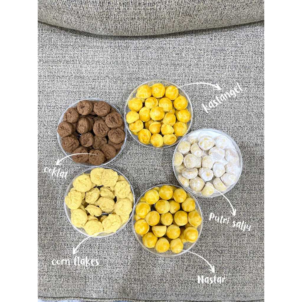 

HANTARAN KUE HAMPER EID HANA COOKIES 9ROTI NASTAS PUTRI SALJU KASTANGEL COKLAT CORN FLAKE