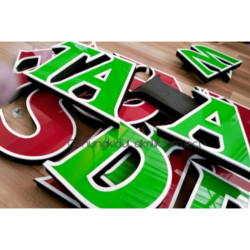 HURUF TIMBUL AKRILIK SPON EVA/ATI 2 WARNA