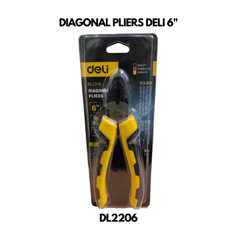 Tang Potong Kawat DELI 6" Inch Diagonal Cutting Nippers Pliers-PT88