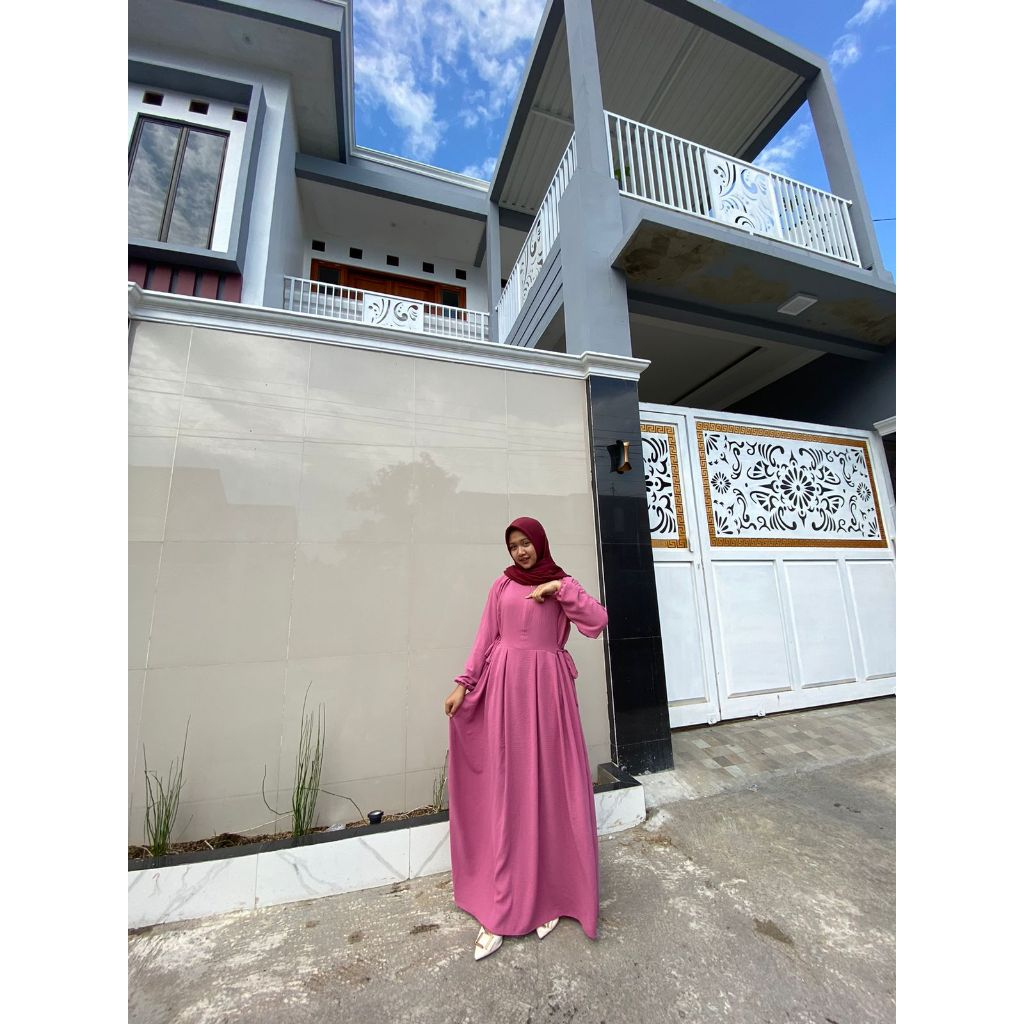 GAMIS NIKITA CRINKLE AIRFLOW TERBARU LD 110CM PB 130-FUCIA