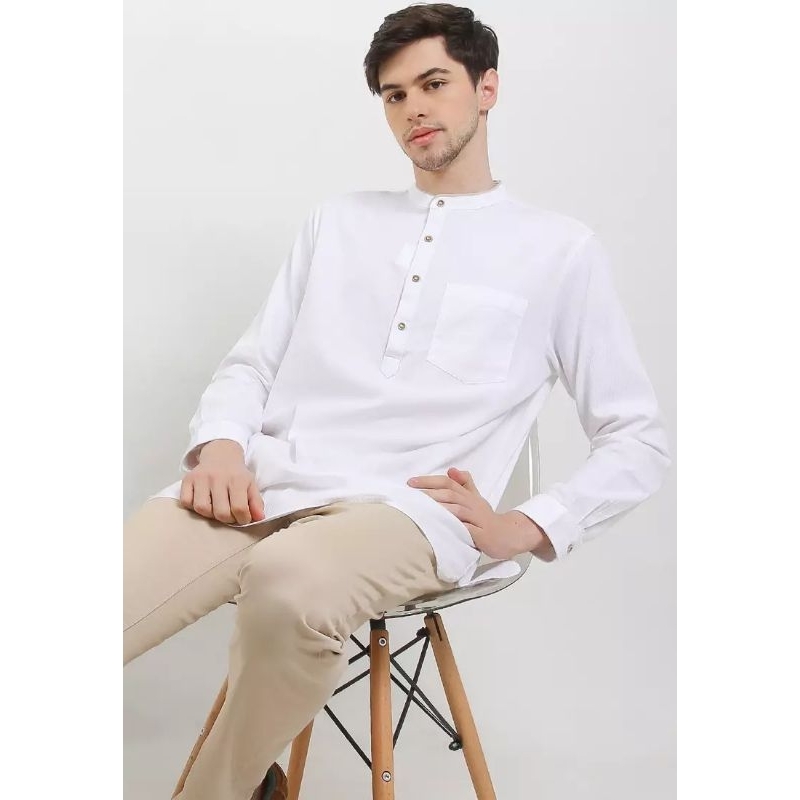 KLL342WH KOKO LOIS ORIGINAL PRIA BAJU MUSLIM LENGAN PANJANG PUTIH