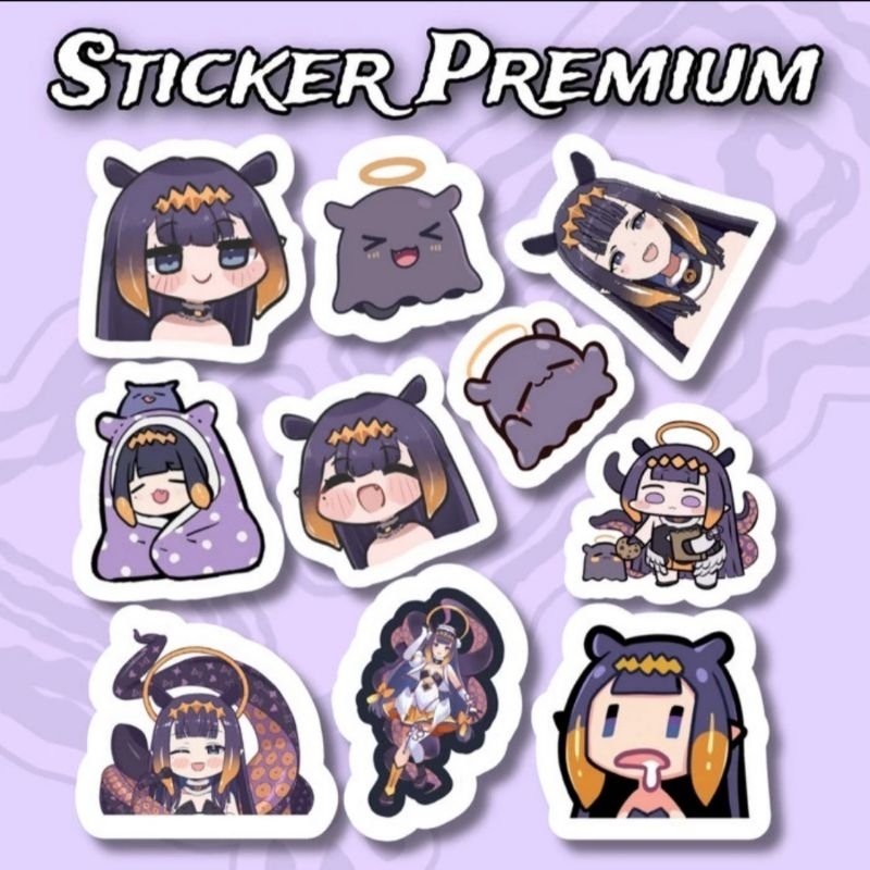 Sticker Ninomae Vtuber HoloLive Pack 10pcs Premium Waterproof
