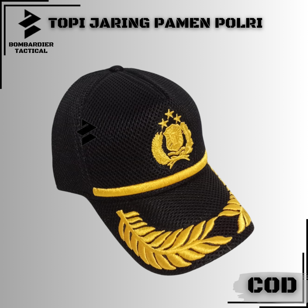 Topi Jaring Polri bahan berkualitas Velcro | Topi Army | Topi Tactical Topi baseball Polisi police d