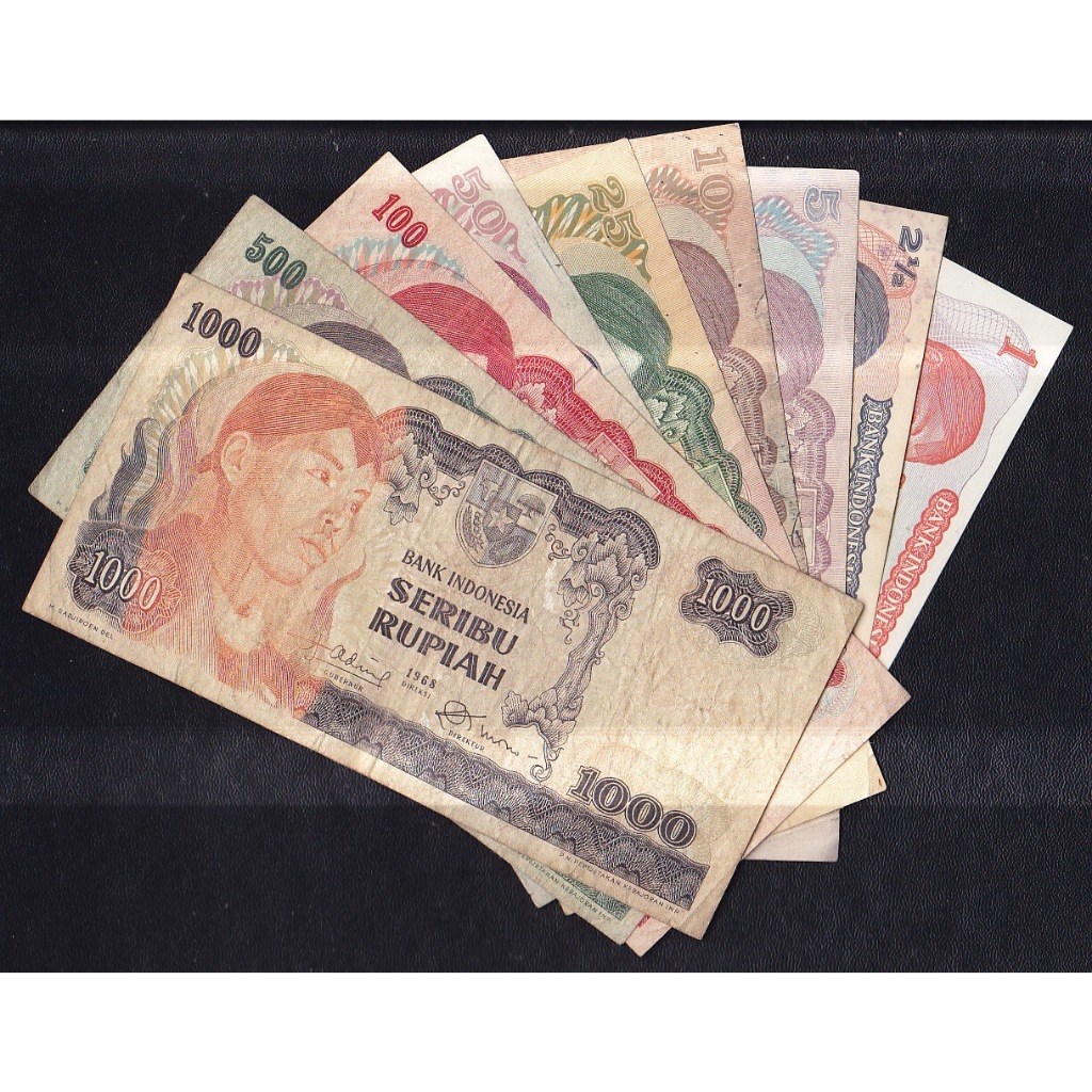 Uang kuno (9 lbr) 1-1000 rupiah tahun 1968 seri Jendral Sudirman