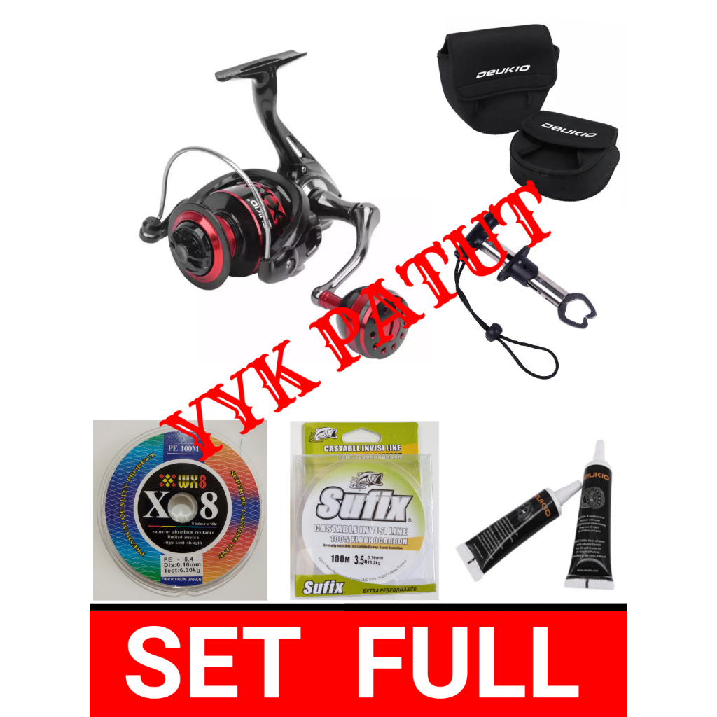 DS deukio reel pancing metal set BAGUS