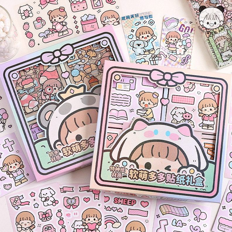 

(O-F✯♡5) 72 Lembar Stiker Box Aesthetic Edisi Dodo Girl 1 Box TLD80/ paaling.laris!