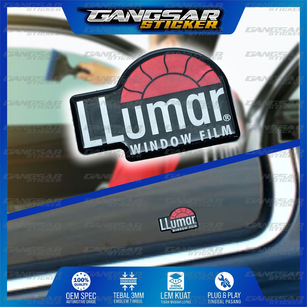 Emblem Timbul llumar / Stiker logo llumar / Stiker timbul llumar / emblem kaca film llumar