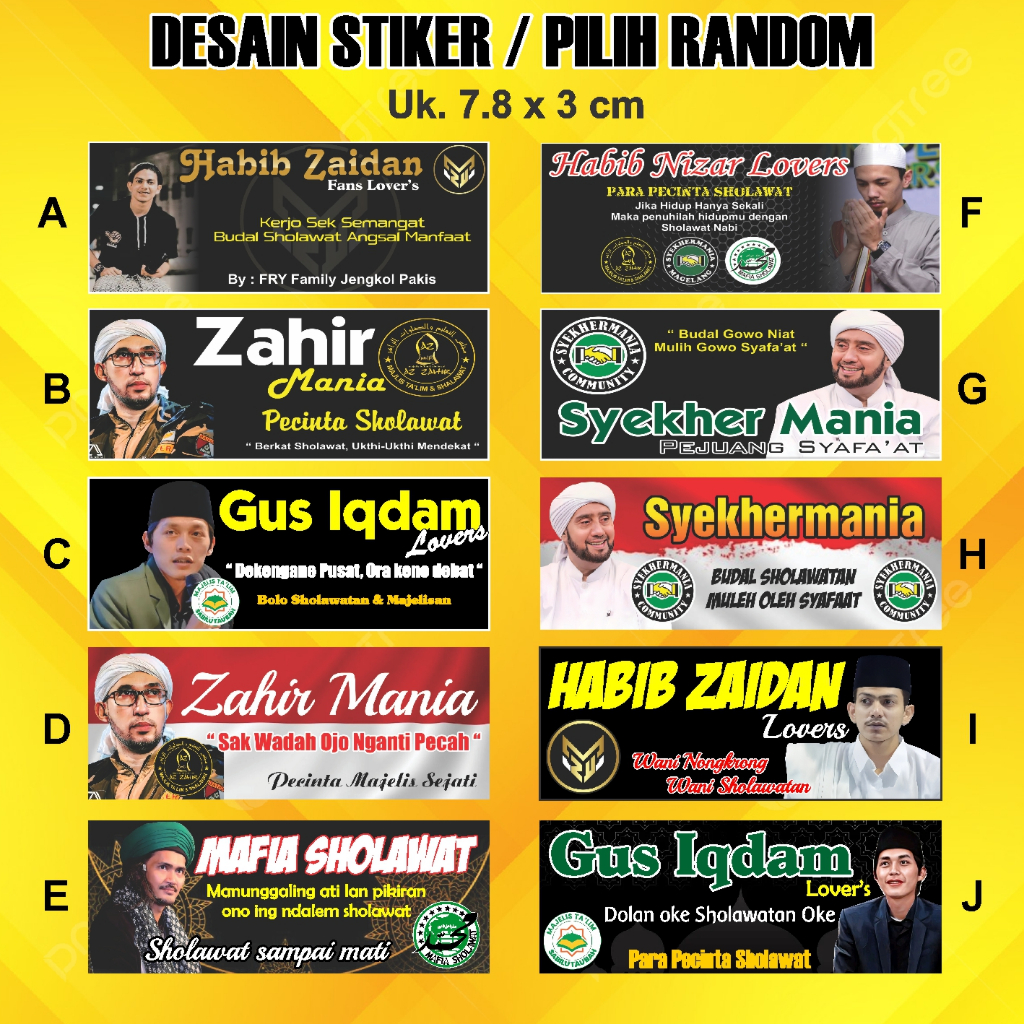 

(Isi 60 Stiker) STIKER MAJELIS SHOLAWATAN Zahirmania, Syekhermania, Mafia Sholawat, Habib Zaidan