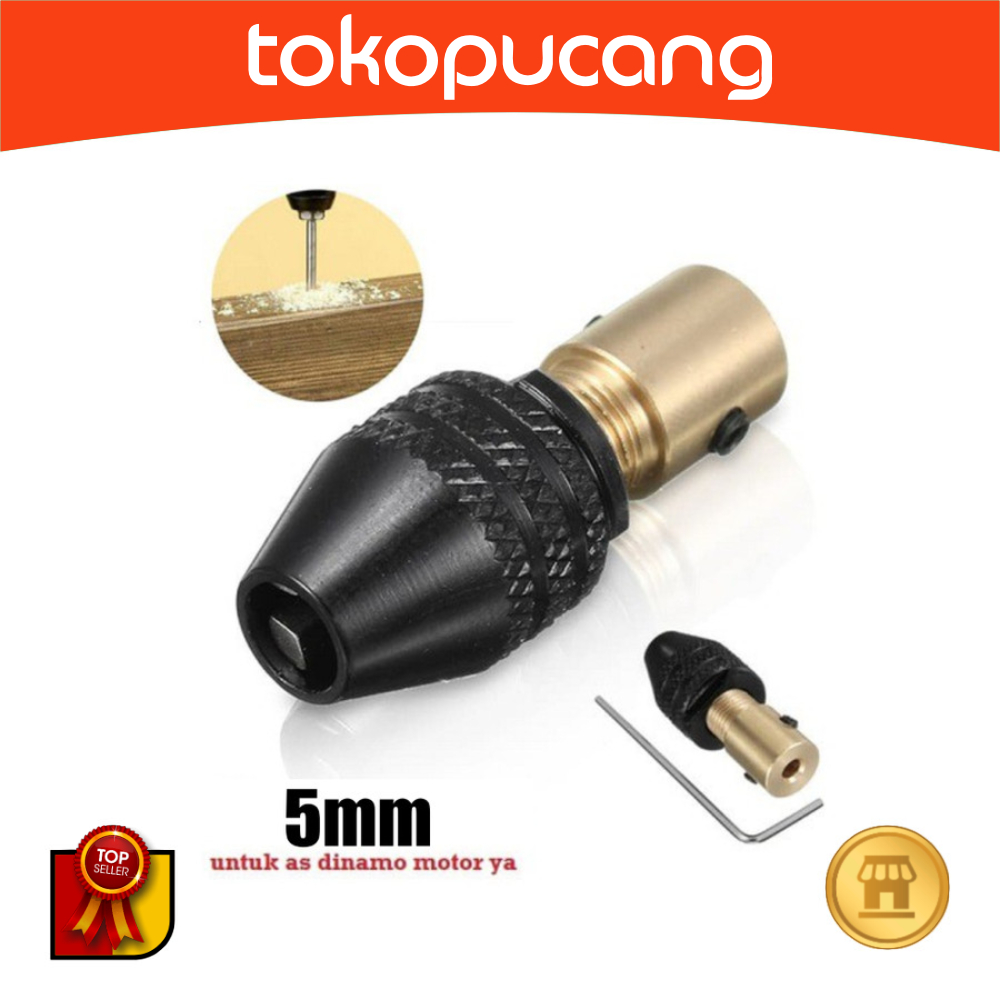 Kepala Bor Mini Drill as 5mm Keyless Chuck Collet Dinamo Motor DC