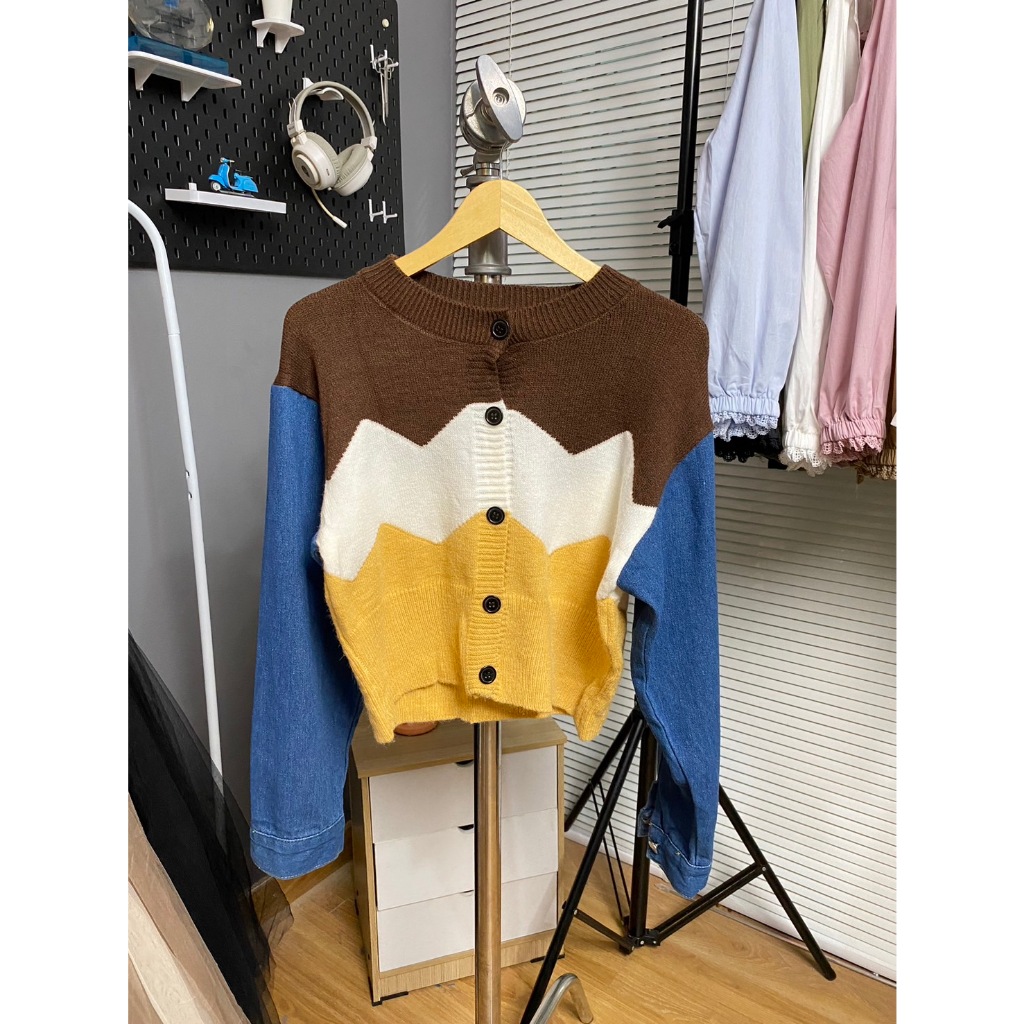 Dulcy Jeans Cardigan/ Cardigan Jeans Rajut Premium Wanita