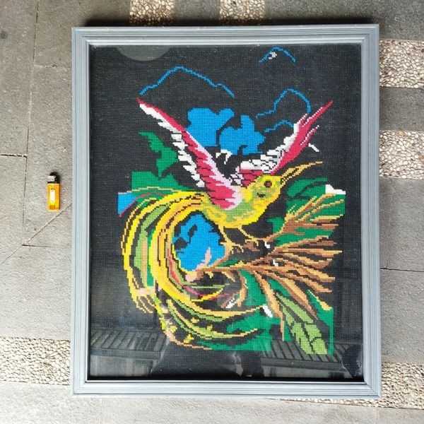 Pajangan Dinding Frame Lukisan Kristik Burung Cendrawasih GOSEND ONLY
