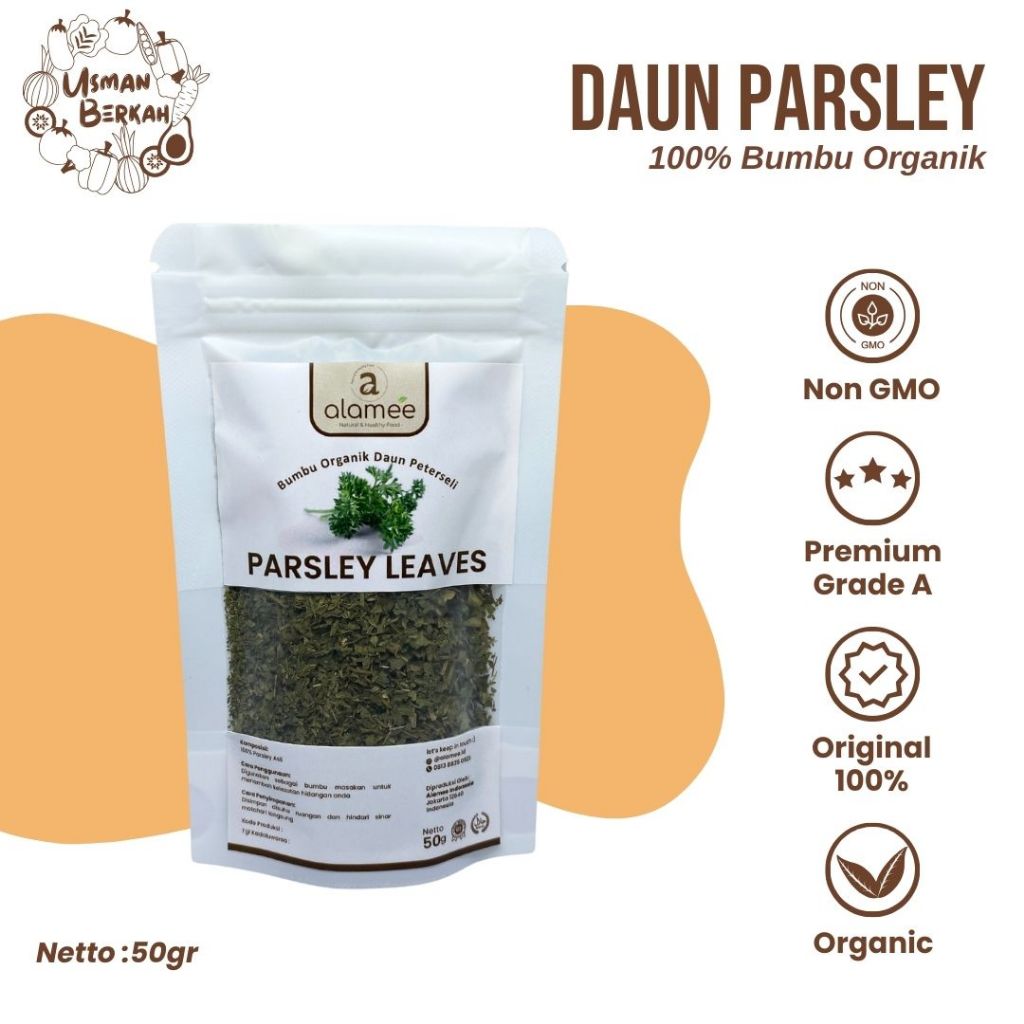 

Daun Parsley Dried Persley Flakes Peterseli Leaves Rempah Rimpang Murni Asli Tanpa Campuran Bumbu Organik USMAN BERKAH 50gr