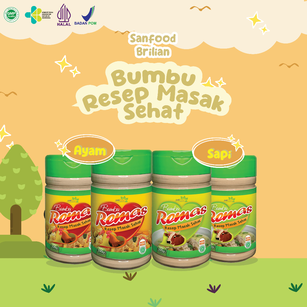 

SANFOOD BRILIAN Bumbu Kaldu Remas (Resep Masak Sehat) Kaldu Sapi & Kaldu Ayam NON MSG, NON Pengawet