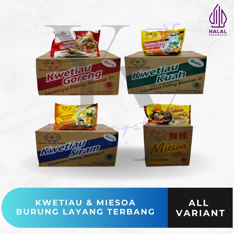 

FFN853 packingaman 1 Dus Isi 2 Bungkus Kwetiau Kuah Goreng Siram Miesoa Kuah Cap Burung Layang Terbang