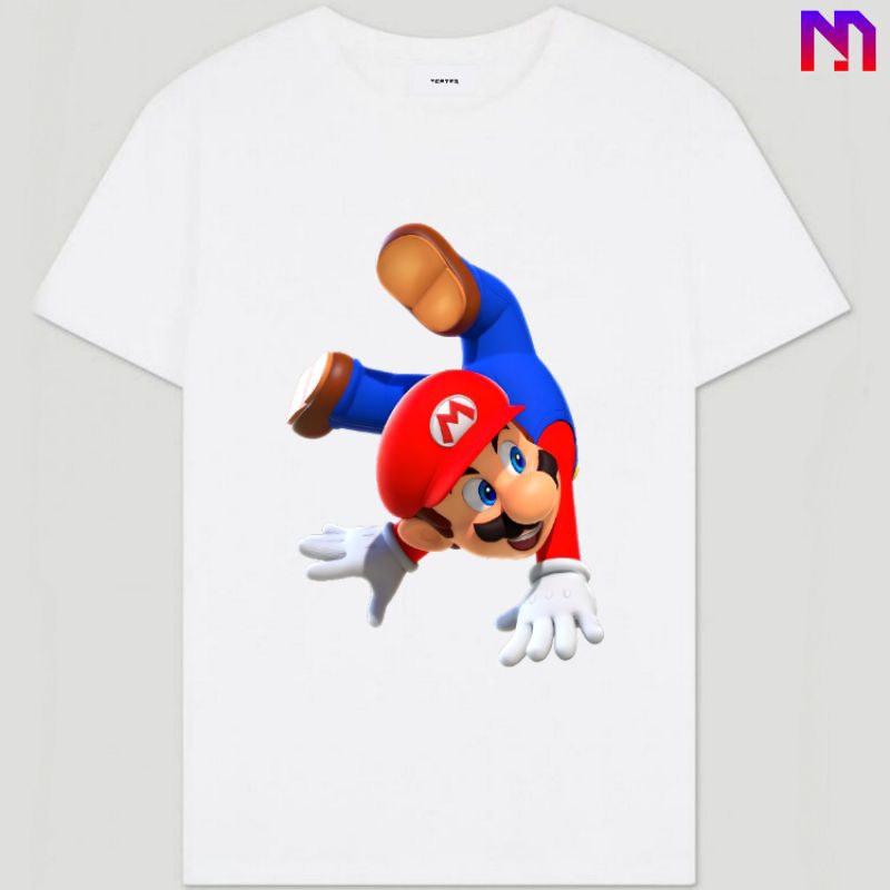 Baju Kaos Tshirt T Shirt Pria Laki Cowok Cewek Perempuan Unisex Anak Dewasa Game Super Mario Luigi B