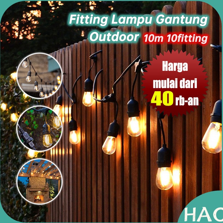 MURAH Fitting Gantung Outdoor 1 Meter 1 Fitting LAMPU GANTUNG dekorasiKabel Fitting Outdor Hias Cafe