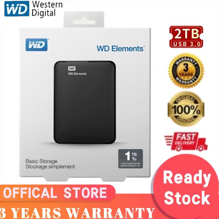 CHEKOUT Ready stockWD Hardisk Eksternal 2TB 1TB External Hard Disk HDD Eksternal hardisk usb3 Hard D