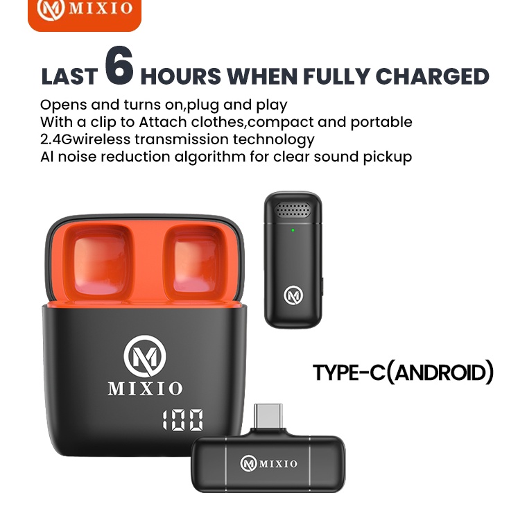 READY MIXIO W11 Mic Wireless Lavalier Microphone with Case Charger