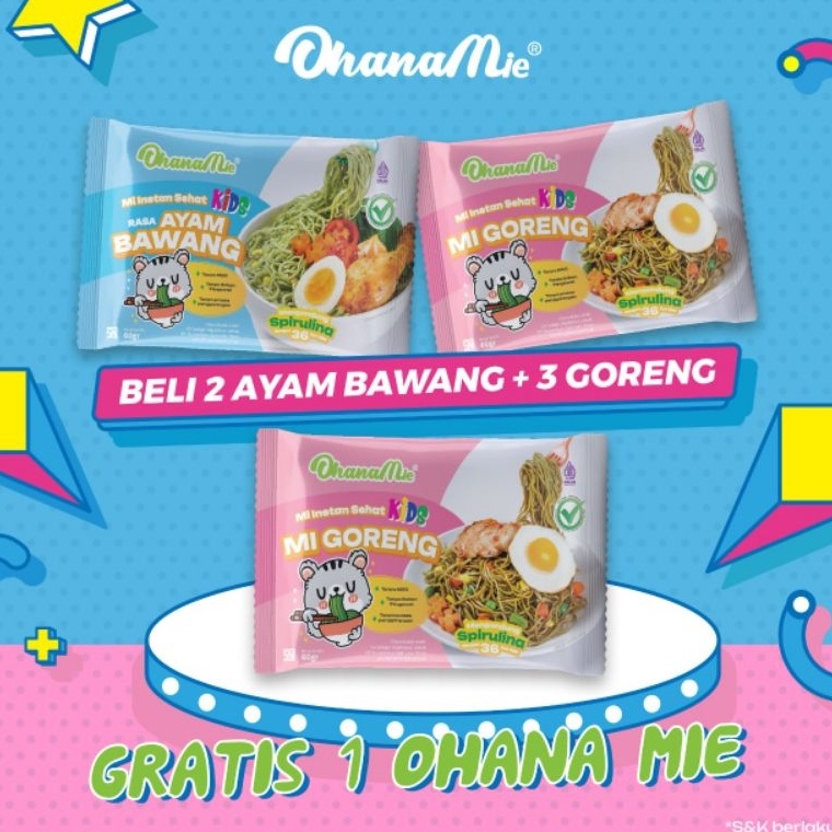 

OXI456 MEGA ALE Mie Anak Instan Spirulina Non MSG Tanpa Pengawet Mix Varian Beli 5 Gratis 1 Mie