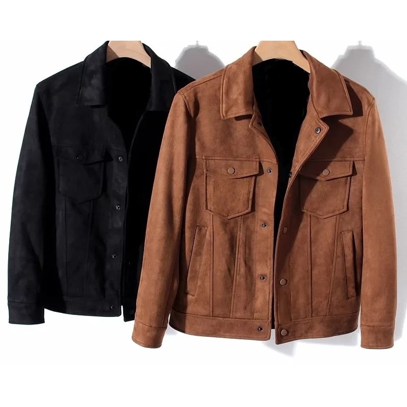 Jaket Pria Trucker semi parka suede