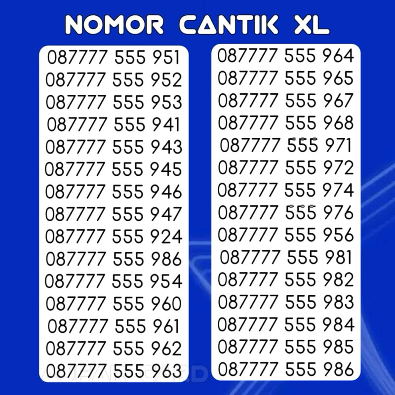 Nomor Cantik XL 555 rapi No cantik jogja 7777555 7777 555