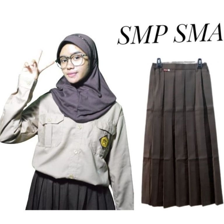 ART R46L Setelan Pramuka Penggalang SMP SMA Rok Rempel Baju Panjang Merk elde