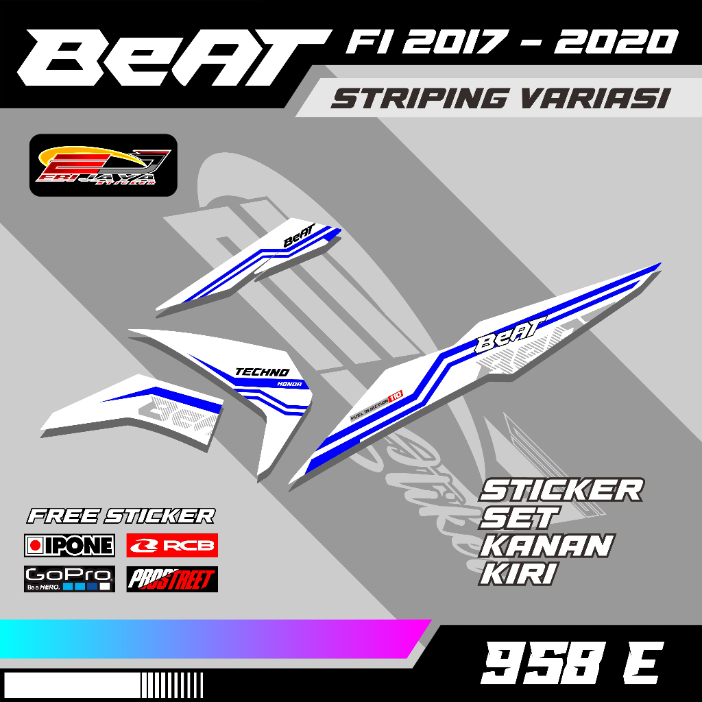 STRIPING CUSTOM MOTOR BEAT FI 2017 SAMAPI 2020 SIAP PAKAI-STRIPING TERMURAH VARIASI DESIGN-EMB958