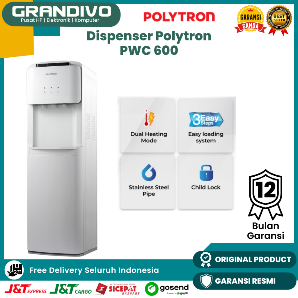 Dispenser Polytron PWC 600 Dispenser Galon Dibawah Panas dan Dingin Garansi Resmi Polytron Grandivo