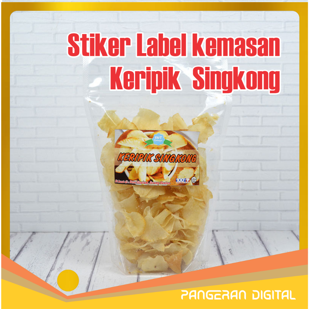 

Pangeran Digital Print - Sticker Label Makanan Keripik Singkong Custome Free Design 1 Lembar Stiker A3 Murah