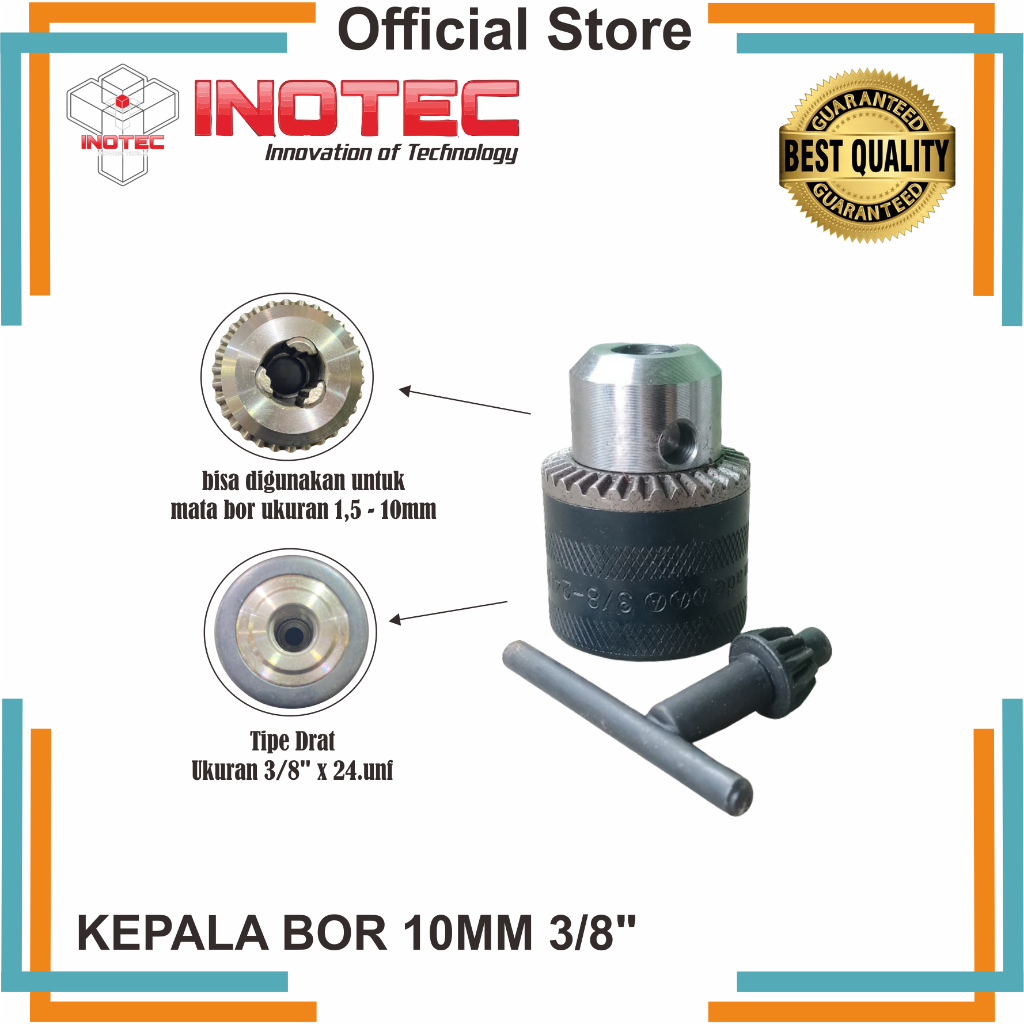 Kepala bor 10mm as drat 3/8 inch inotec