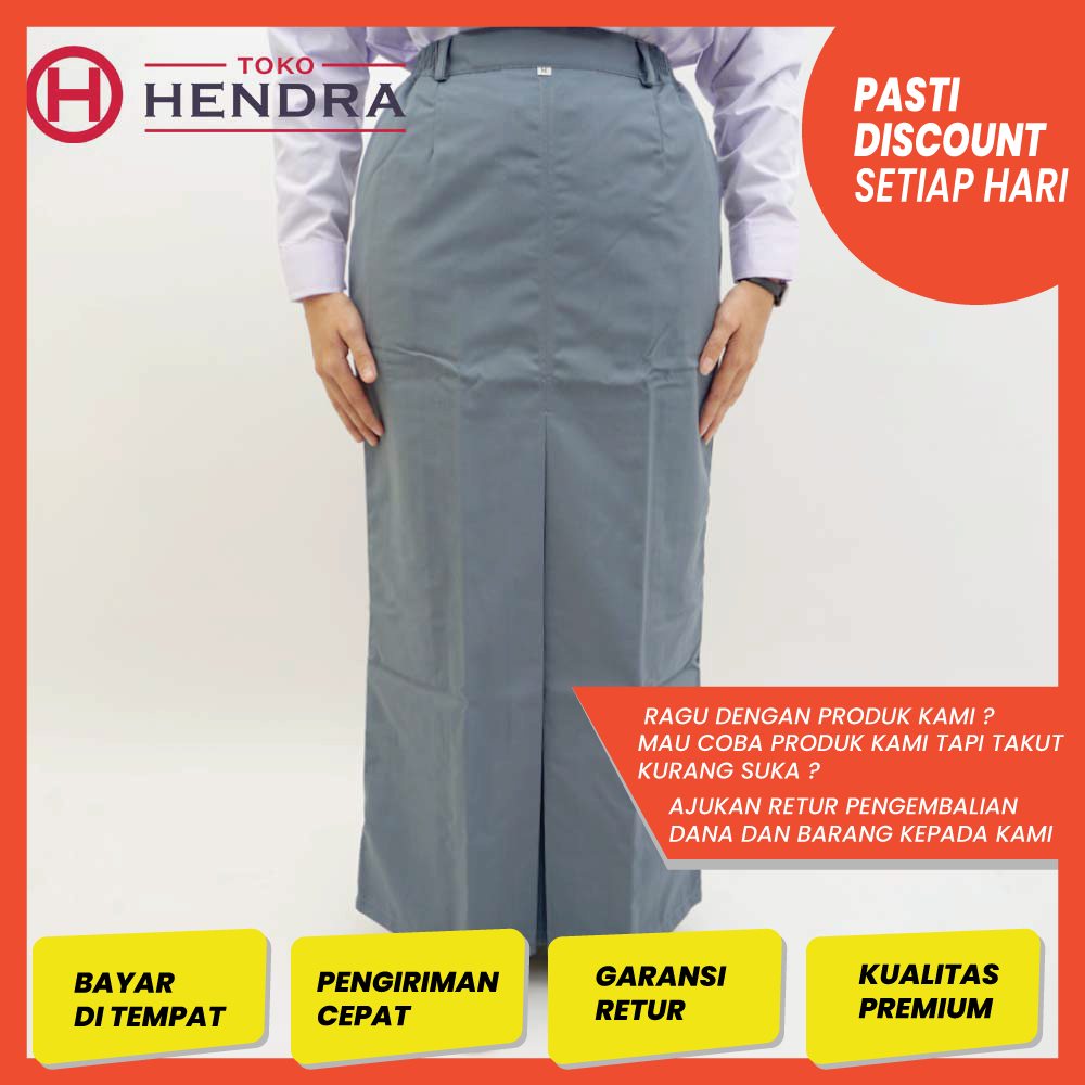 Rok Span Abu Panjang SMA Belah Satu Pinggang Karet | Seragam Sekolah | Rok Sekolah | Rok Span SMA