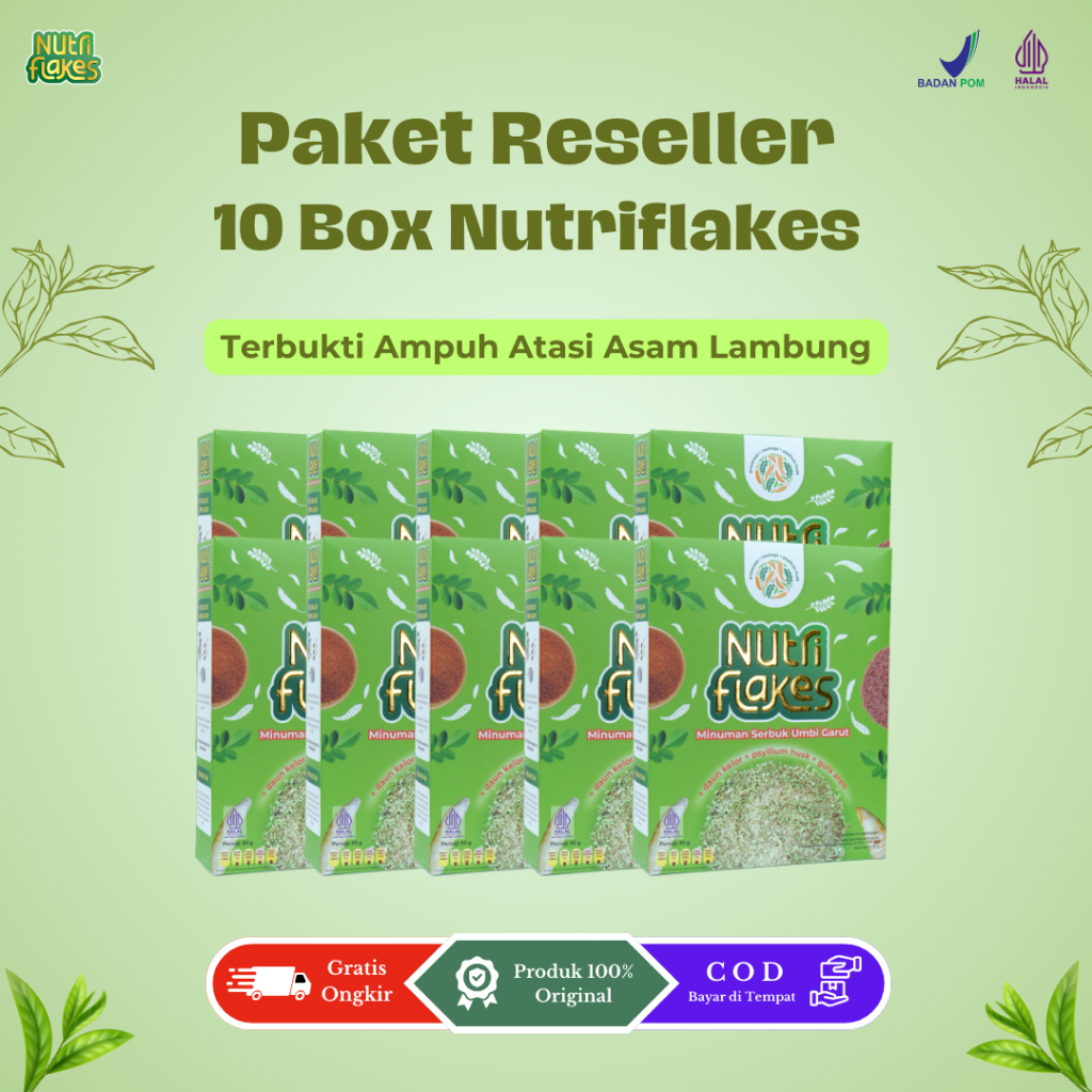 

Paket Reseller 10 Box Nutriflakes Sereal Sehat Bernutrisi Ampuh Sembuhkan Masalah Lambung