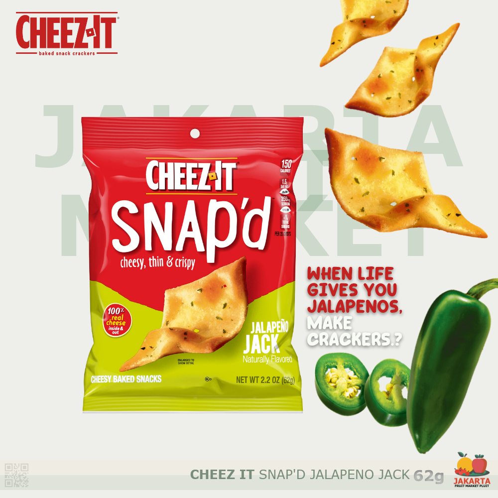 

CHEEZ-IT SNAP'D JALAPENO JACK FLAVOUR CRACKERS Camilan snack import cheez it