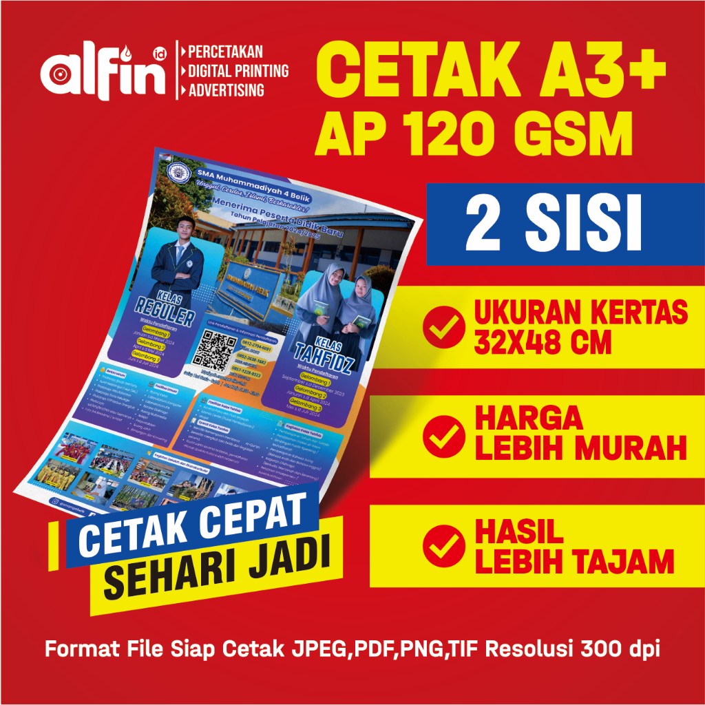 

CETAK A3+ ART PAPER 120 [ 2 SISI ] / PRINT A3+ ART PAPER 120 GSM / BROSUR / FAMLET