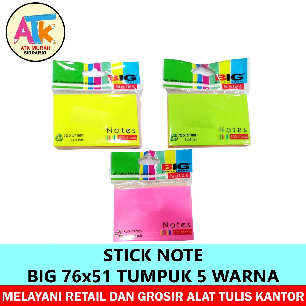 

STICKNOTE BIG 76X51 5 WARNA TUMPUK