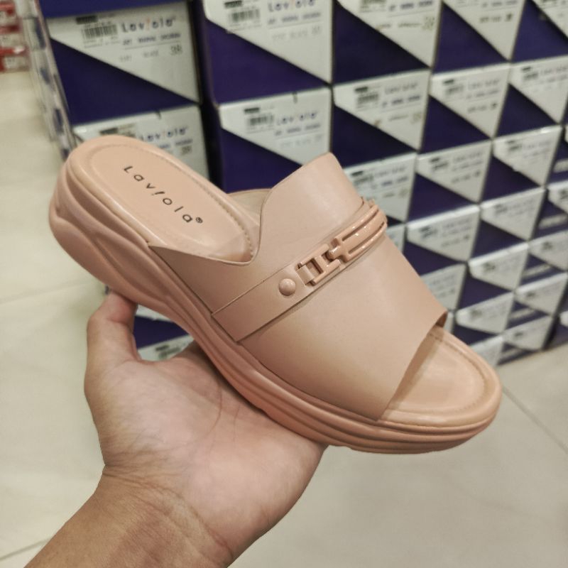 WEDGES TINGGI SOL 4 CM SANDAL WEDGES LAVIOLA SLIP ON || SANDAL WANITA SLIP ON STOCK TERBATAS PRODUK 