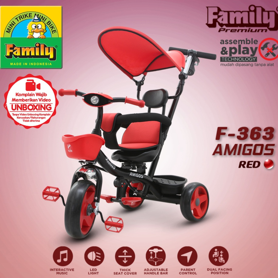 Family Sepeda Roda Tiga Anak Sepeda Roda 3 Bayi Tricycle Anak Sepeda Anak Amigos F-363