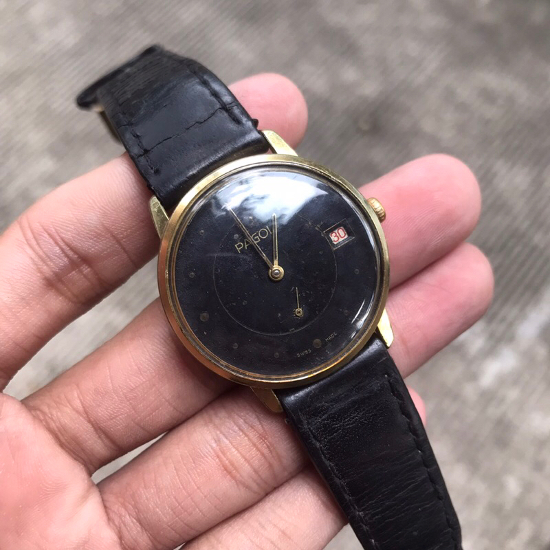 jam tangan vintage pagol Sub second Swiss manual Winding jadul kuno antik