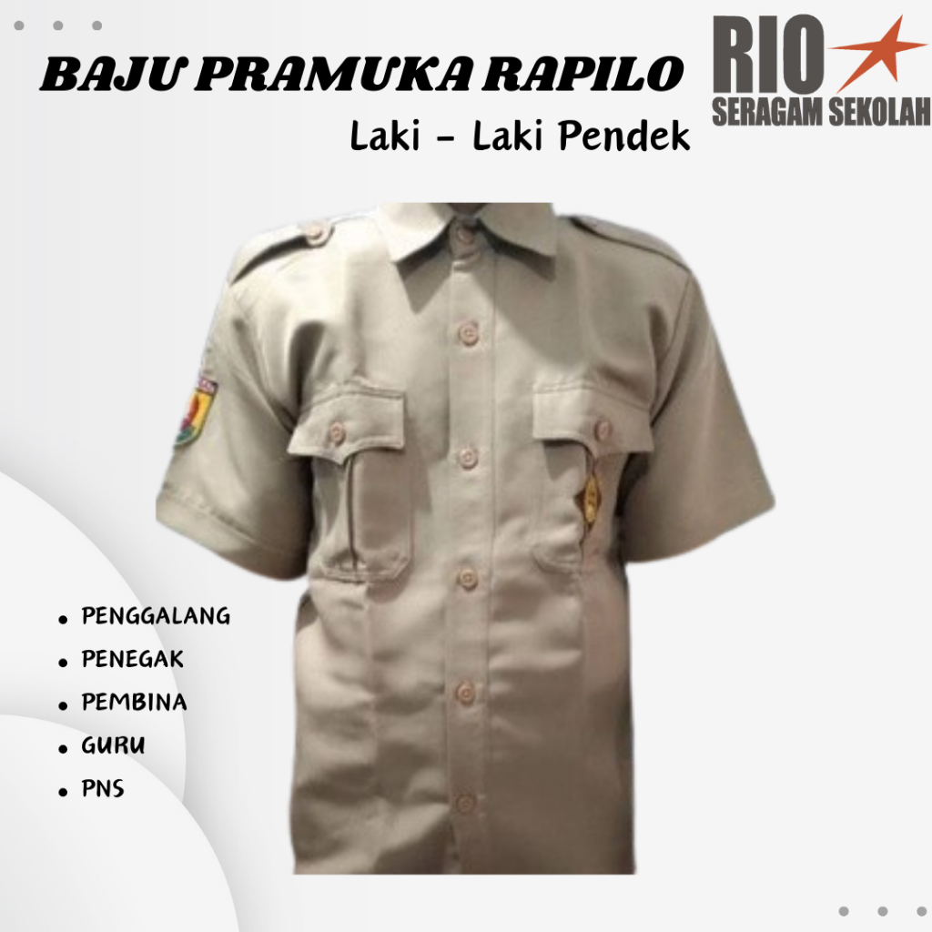 BAJU PRAMUKA PEMBINA, BIG SIZE JUMBO, BAJU KWARNAS PRAMUKA BAHAN RAPILO, BAJU PRAMUKA GURU, KEMEJA