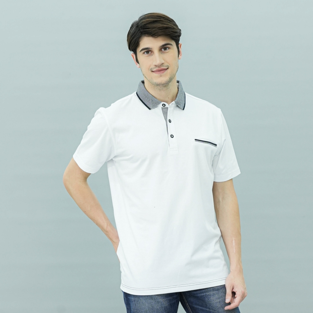 Johnwin - Kaos Polo - Kaos Pria - Kaos Lengan Pendek - Putih - Polos - AWS.225.M2875E.32.C-S/S - Fre