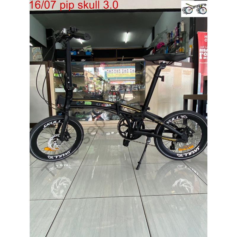 Sepeda lipat 16 inch Pacific skull Alloy 10 speed hidrolik Alloy