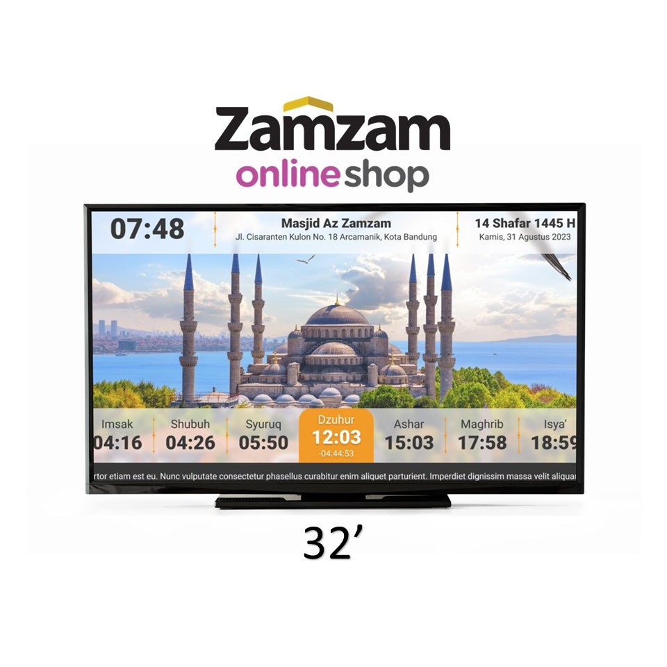 Jam Masjid TV LED 32 Inch Tanpa Box dan Kabel HDMI