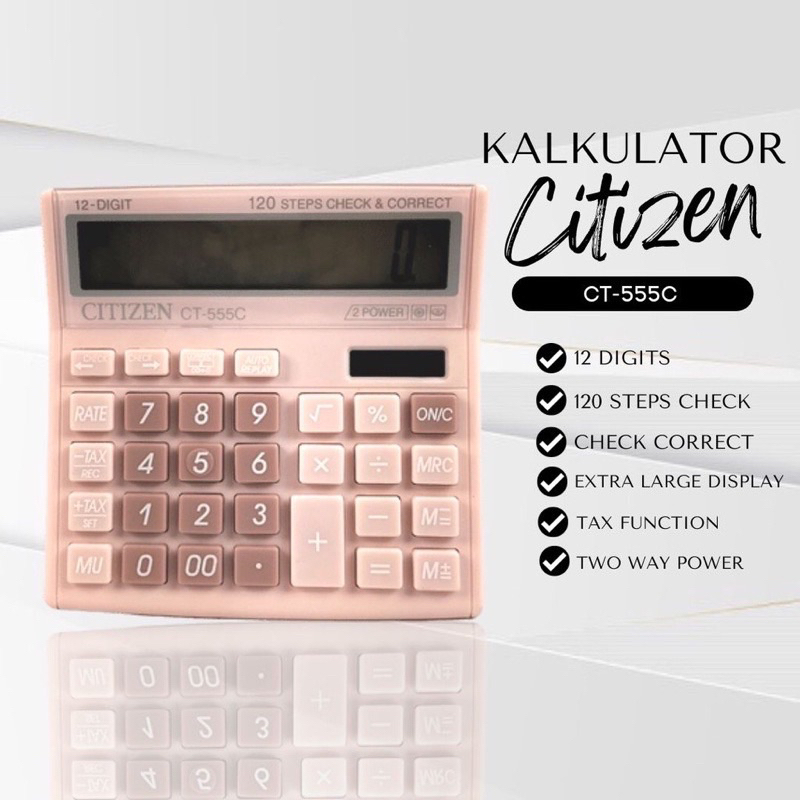 

Kalkulator Fancy Warna Warni Calculator Citizen 555C 555 Color Series 12 Digit Check Ulang Check Correct Bisa Hitung Ulang Kalkulator Toko Sekolah