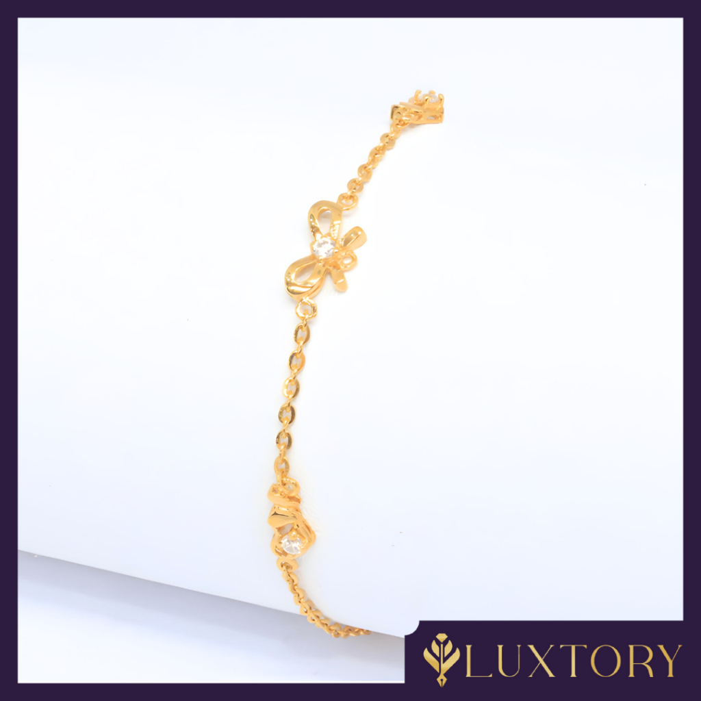 Gelang Serut Emas Ribbon Permata 6K