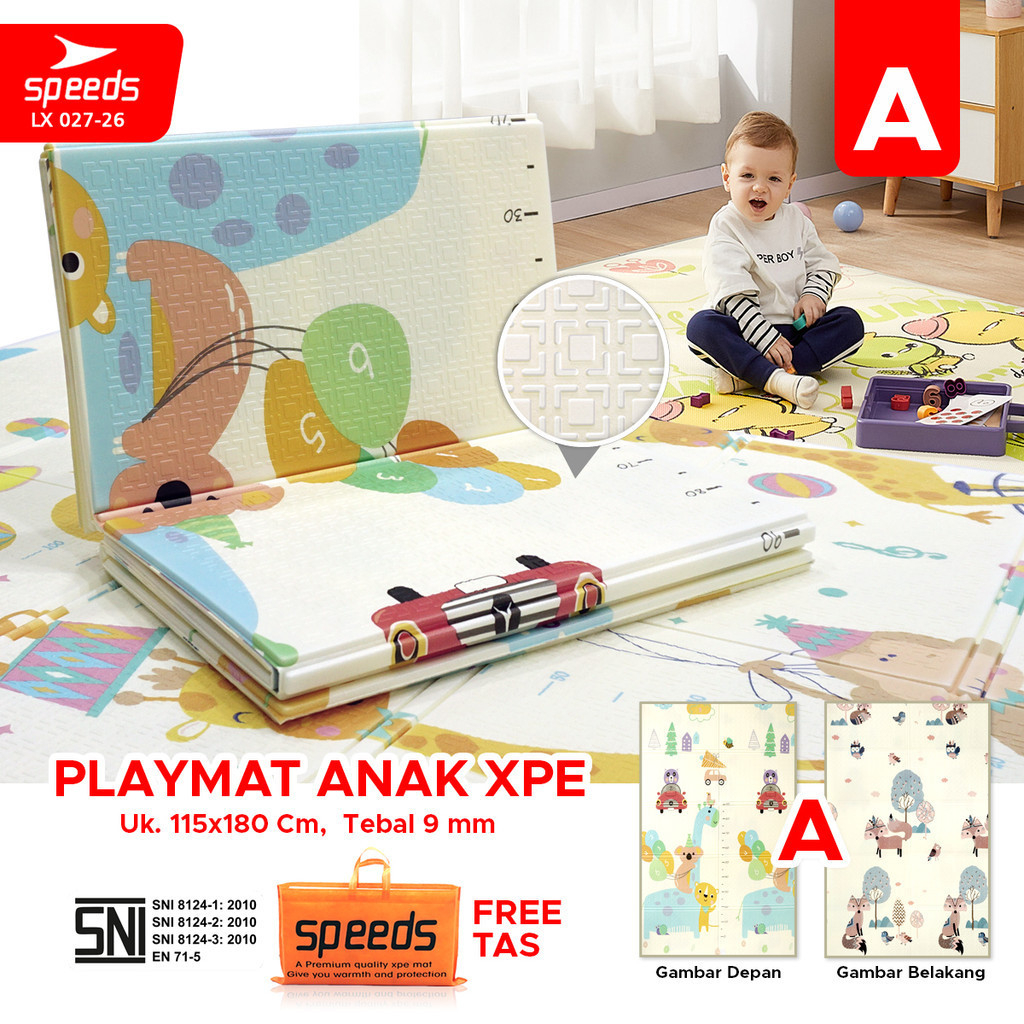 SPEEDS SNI Playmat Bayi Matras Lipat Playmat Bayi Alas 115x180cm 8mm Baby Foam XPE Foldable 027-26-A