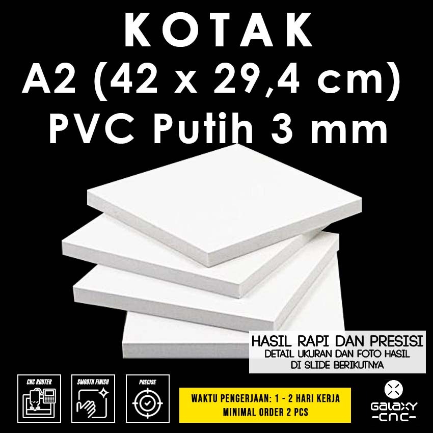 Kotak A2 - 42 x 59,4 cm - 3 mm - PVC Putih / PVC Foam Board